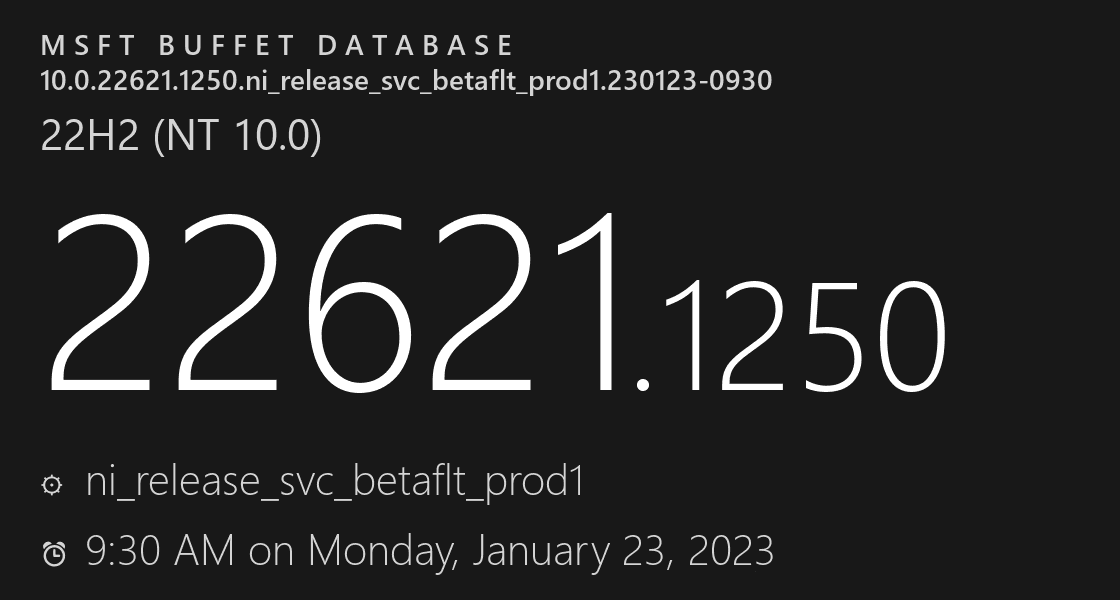 Win11 22621.1250/22623.1250KB5023008
